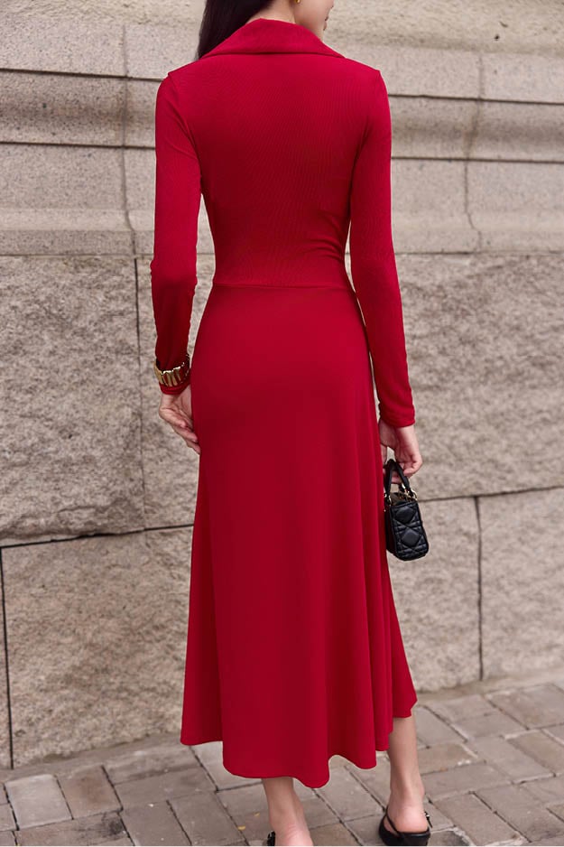 Đầm midi thun ướt phối rayon