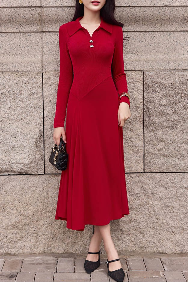 Đầm midi thun ướt phối rayon